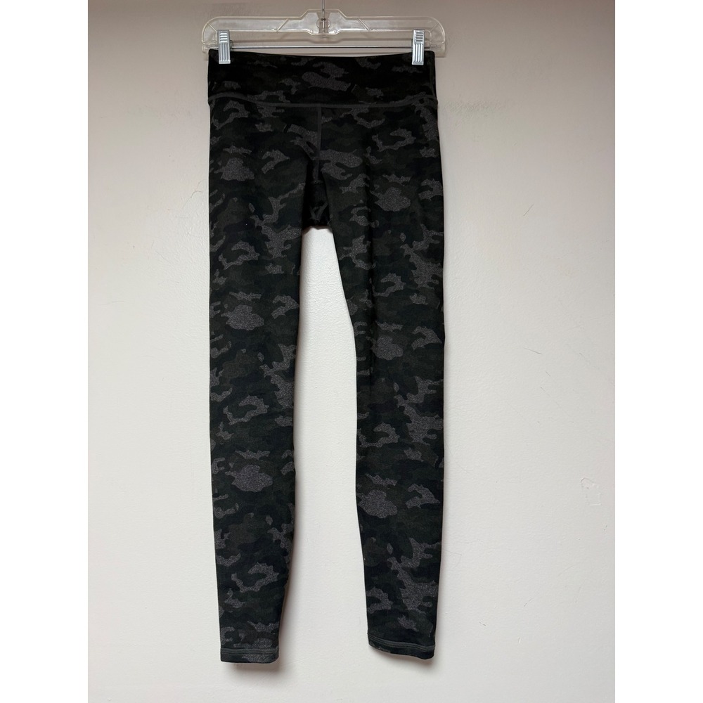 Fabletics PowerHold Camo Leggings Women's XXS Black Green Athletic Activewear‎